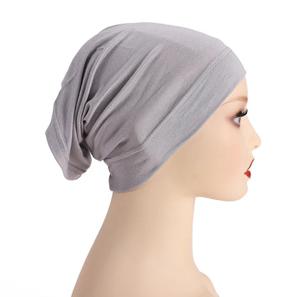 Soft Modal Inner Hijab Cap Muslim Stretch Turban Cap Islamic Underscarf Bonnet Hat Female Headband Tube Cap Turbante