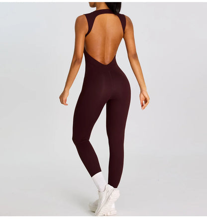 Summer Women Sleeveless Back Hollow Jumpsuit Fitness Sport Bodysuit Yoga Clothing Female Breathable Gym Overalls Workout Clothes