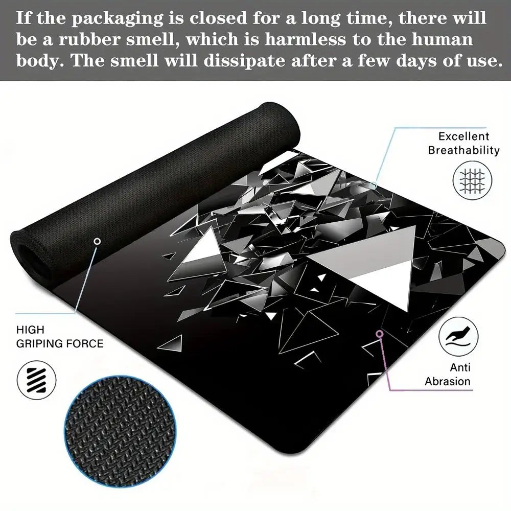 Black and Gray Polygon Pattern Mouse Pad Desk Mat Stitched Edge Non-Slip Gaming Mats PC Accessories Keyboard Desk Pad Mauspad
