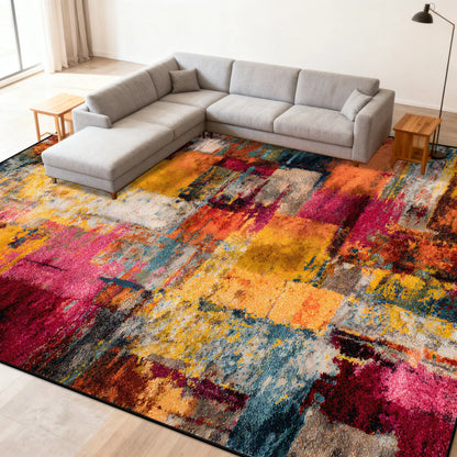 Multicolour Abstract Carpet Living Room Sofa Area Easy Clean Rugs Non-slip Bedroom Decoration Cloakroom Floor Mat Customizable