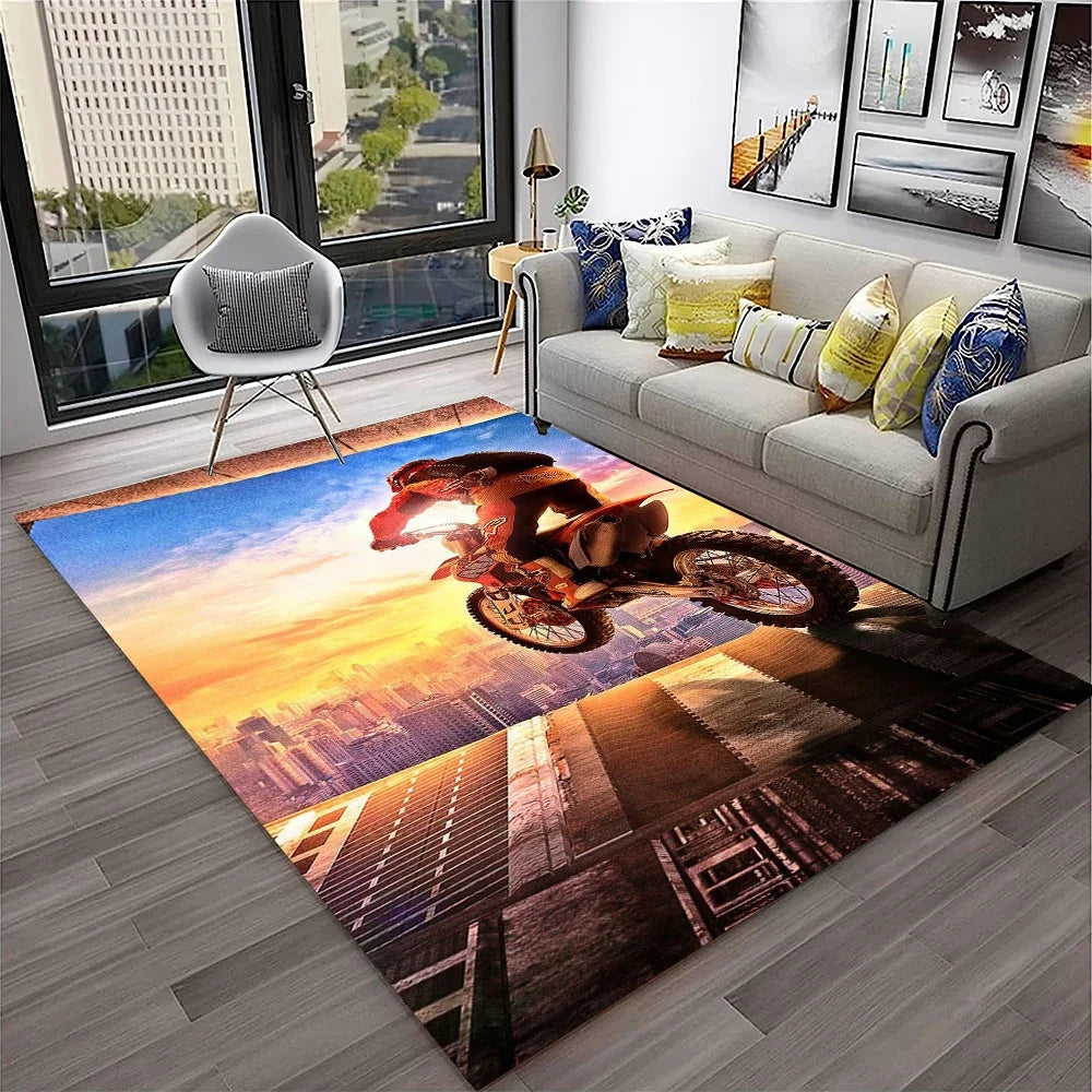 Off Road Motorcycle Racing Moto Carpet Rug for Home Living Room Bedroom Sofa Doormat Decor,Kid Play Area Rug Non-slip Floor Mat