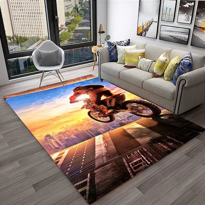 Off Road Motorcycle Racing Moto Carpet Rug for Home Living Room Bedroom Sofa Doormat Decor,Kid Play Area Rug Non-slip Floor Mat