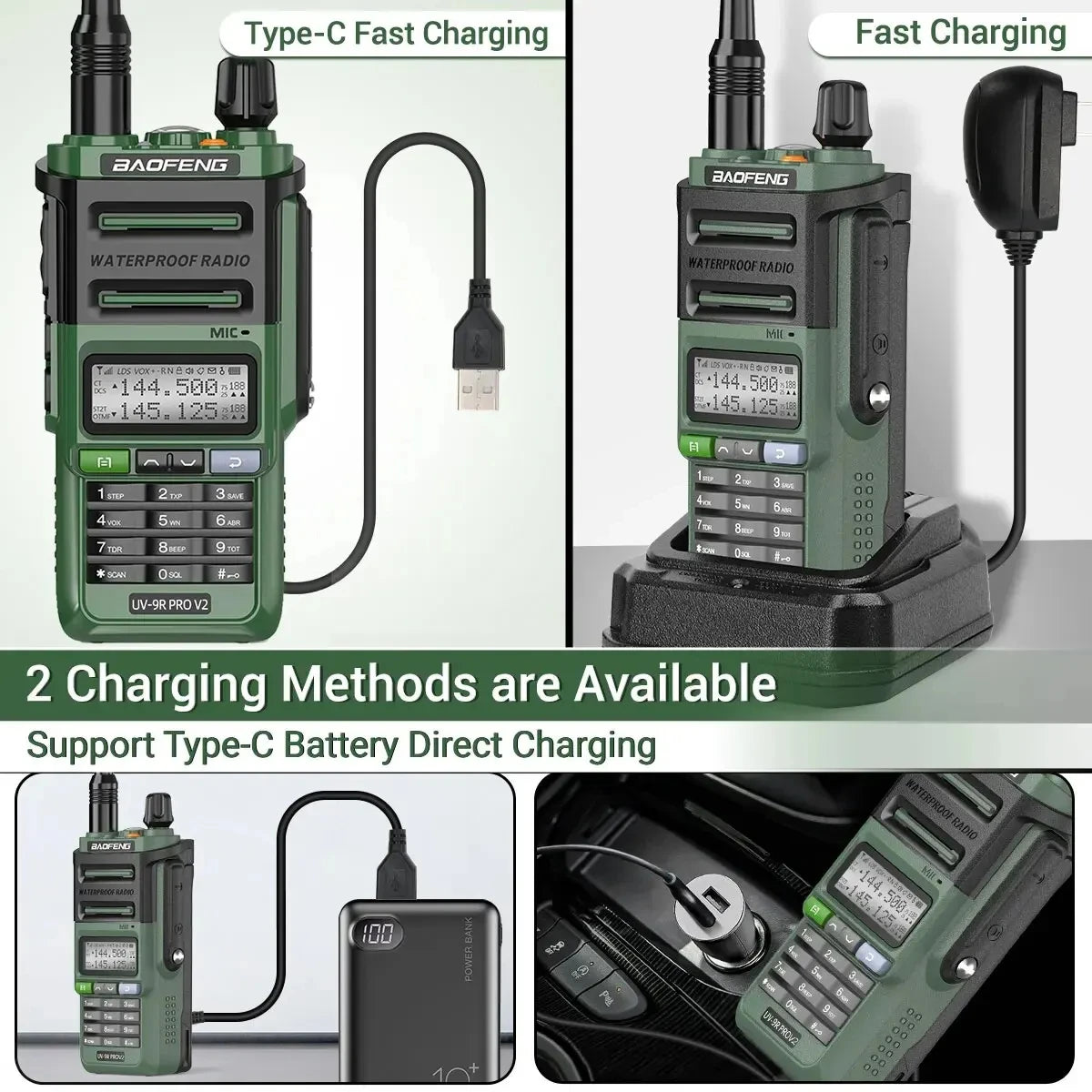 Baofeng UV-9R Pro IP68 Waterproof Walkie Talkie Dual Band VHF UHF Type-C Long Range UV-9R Plus Portable CB Ham Two Way Radio
