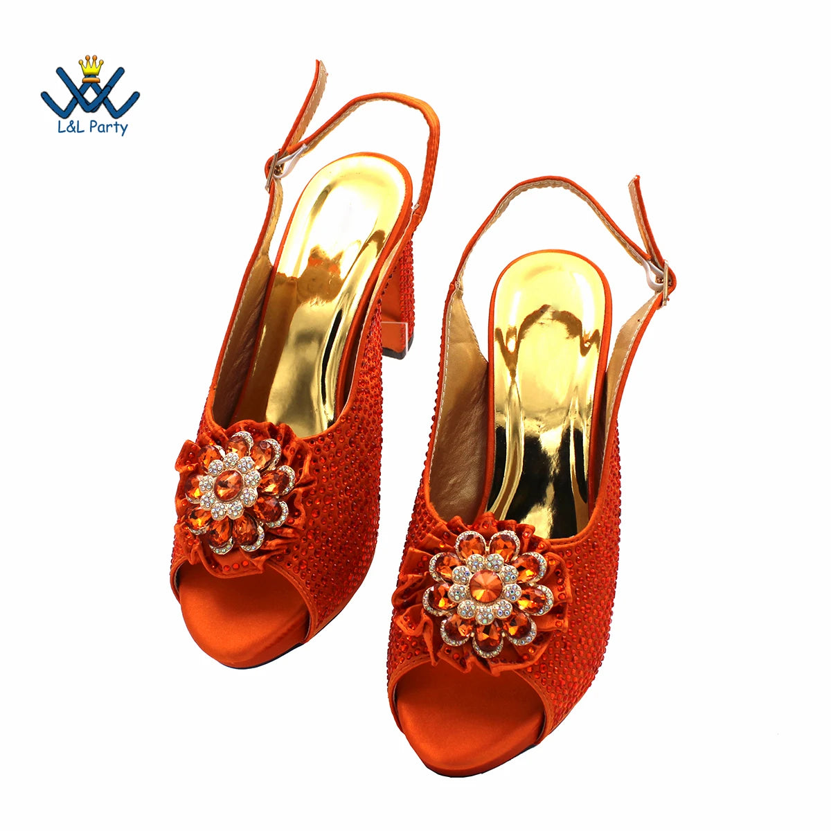 New Design Peep Toe African Spring Autumn Lady Shoes and Bag Set in Gold Color Women Sandal in Wedding