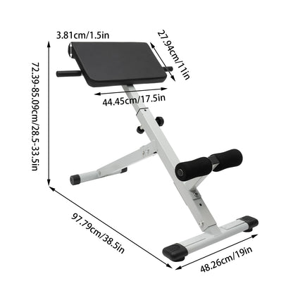 Black / White Roman Chair, Foldable Dumbbell Stool Fitness, Training Bench, 5-Position Adjustable, Steel 330lbs Load, PU Ab Pad, Foam Leg Support, Powder-Coated, Easy Assembly, Anti-Slip Feet, Core Back Ab Exercise, Home Gym