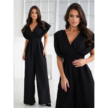 Jumpsuits Women 2026 Rompers New V-Neck Solid Color Sleeveless Cinched Waist Jumpsuit from Women's Clothing