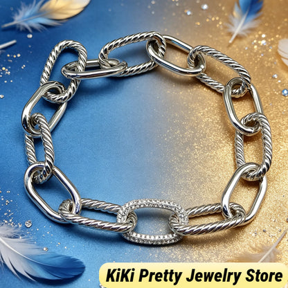 2026 New Dav High-Quality Bracelet Luxury Polished Gold Silver Tone Chain Bracelet Exquisite Craft Wrist Bangle for Formal Dinner & Dating