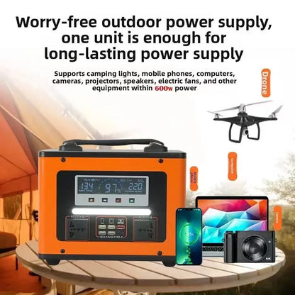 New  600Wh LiFePO4 220V High Power Portable Power Station 40AH Solar Outdoor Mobile Power Supply Home Emergency Energy Storage