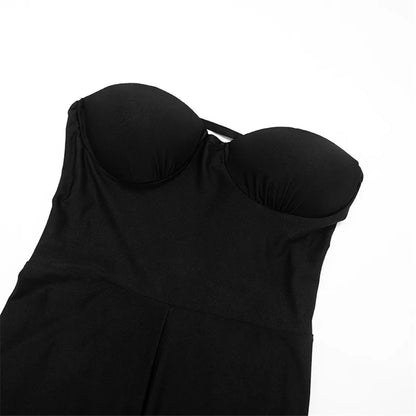 Fashion Backless Tight Jumpsuit Sexy Women Bare Shoulder Bodysuit Overalls Summer Midnight Party Clubwear Slim Rompers Shapewear