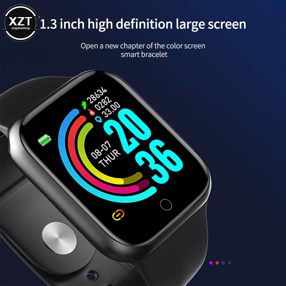 Y68 Color Screen Pedometers Sport Watches Bracelets D20 Heart Rate Blood Pressure Fitness Smart Wristband For Children Men Women