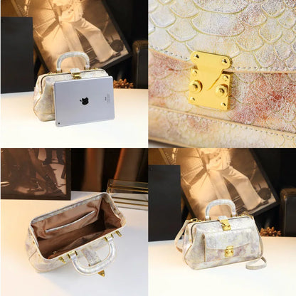 2025 New Retro Snakeskin Pattern Hand Bill of Lading Shoulder Crossbody Dragon Scale Pattern Bags for Women