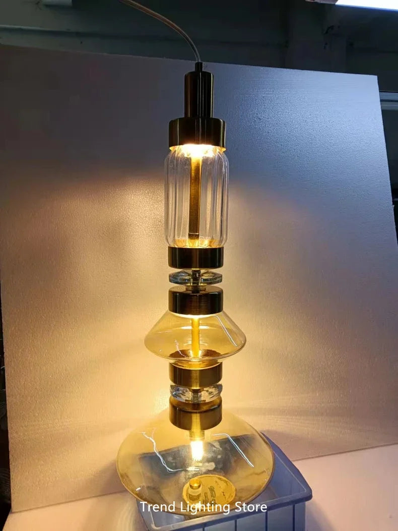 Modern Pagoda Home Design Glass Led Pendant Lights for Living Dining Table Room Apartment Bar Counter Simple Lusters Luminaires