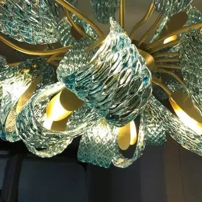 Modern Blue Glass Led Pendant Lamp Copper Designer Hanging Chandeliers for Living Room Bar Bedroom Suspension lustre Lights