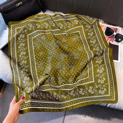 2025 New Paisley Print Silk Scarf for Women Square Hijab Soft Neck Tie Female Fashion Decoration Silk Headscarf 70*70cm Kerchief