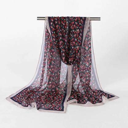 New Fashion Women Georgette Hijab Scarf Floral Printed Long Shawl Spring Summer Thin Beach Sunscreen Shawl Bandana 160*50cm