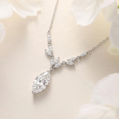 CEICI GRA Certified 3CT Marquess Cut Moissanite Necklace for Women 925 Sterling Silver 18K Gold Wedding Fine Jewelry Gift
