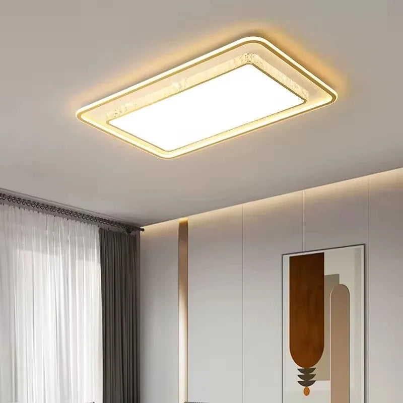 Luxury Living Room Lights Lustre Home Decoration LED Ceiling Lamp Modern Square Acrylic Gold Hall Bedroom Dining Room Fixtures