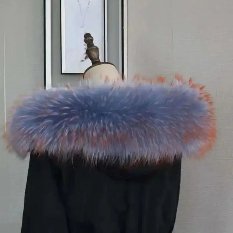 2025 Winter Raccoon Fur Collar Women Men Luxury Natural Fur Hood Trim Decors For Coat Jacket  Genuine Real Fur Shawls Scarves