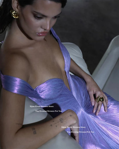 Xijun Lavender Silk Satin Evening Dresses Off The Shoulder Sweetheart Prom Dresses Saudi Arabric Formal Prom Gowns Customized