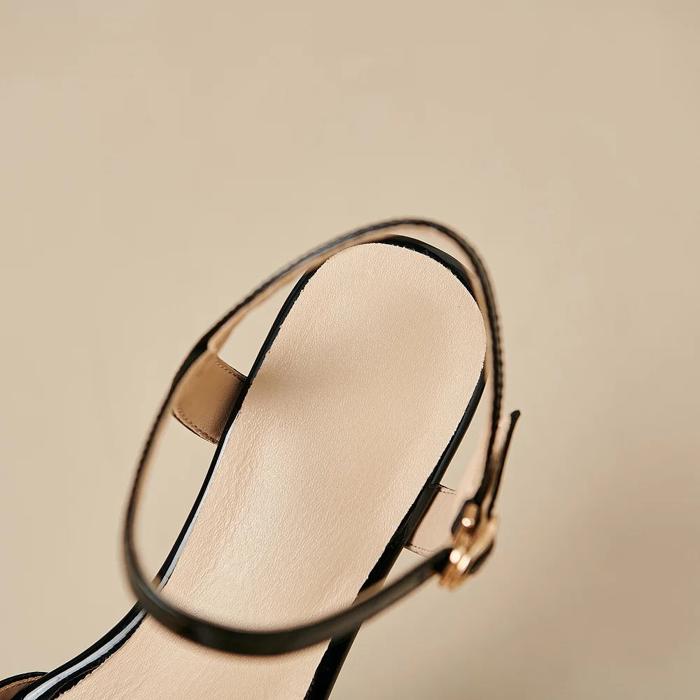 【JOCHEBED HI】Brand Genuibe Lesther Handmade Sandals Women Unique Strange Heel Luxury Slingbacks Summer Mules 34-40