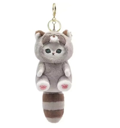 Kawaii Keychain Pendant Cartoon Mofusand Shark Cat Cross-Dressing doll Backpack Decor Toys