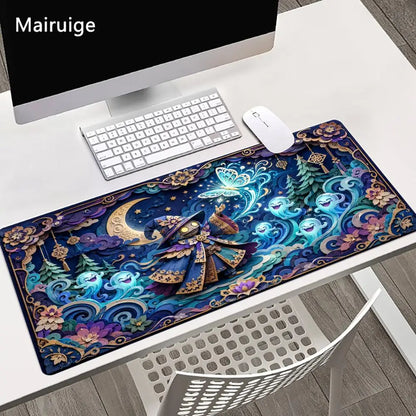 Mystical Wizard Big Size Mouse Pad Non-slip Rubber Base Desk Mat for Home Office Daily Use Deskpad Keyboard Pad Mouse Mat