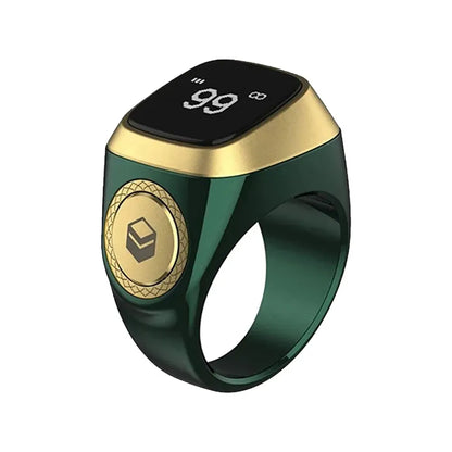 2026 Qibla Smart Zikr Ring Praise Tasbih Tally Electronic Digital Counter for Muslims 5Prayer Time Vibration Reminder Waterproof