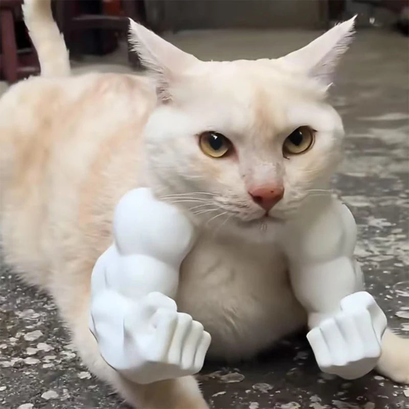 Funny Cat Muscle Arm 3D Printed Invincible Hulk Arm Pet Interactive Neck Hanging Toy Cosplay Costume Props Dog Accessories