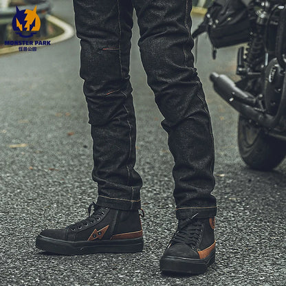 Motorcycle Boots Microfiber Off-road Motocross Shoes Anti-slip Biker Boots for Men Women Causal Motorboats Motorcycle Sneakers