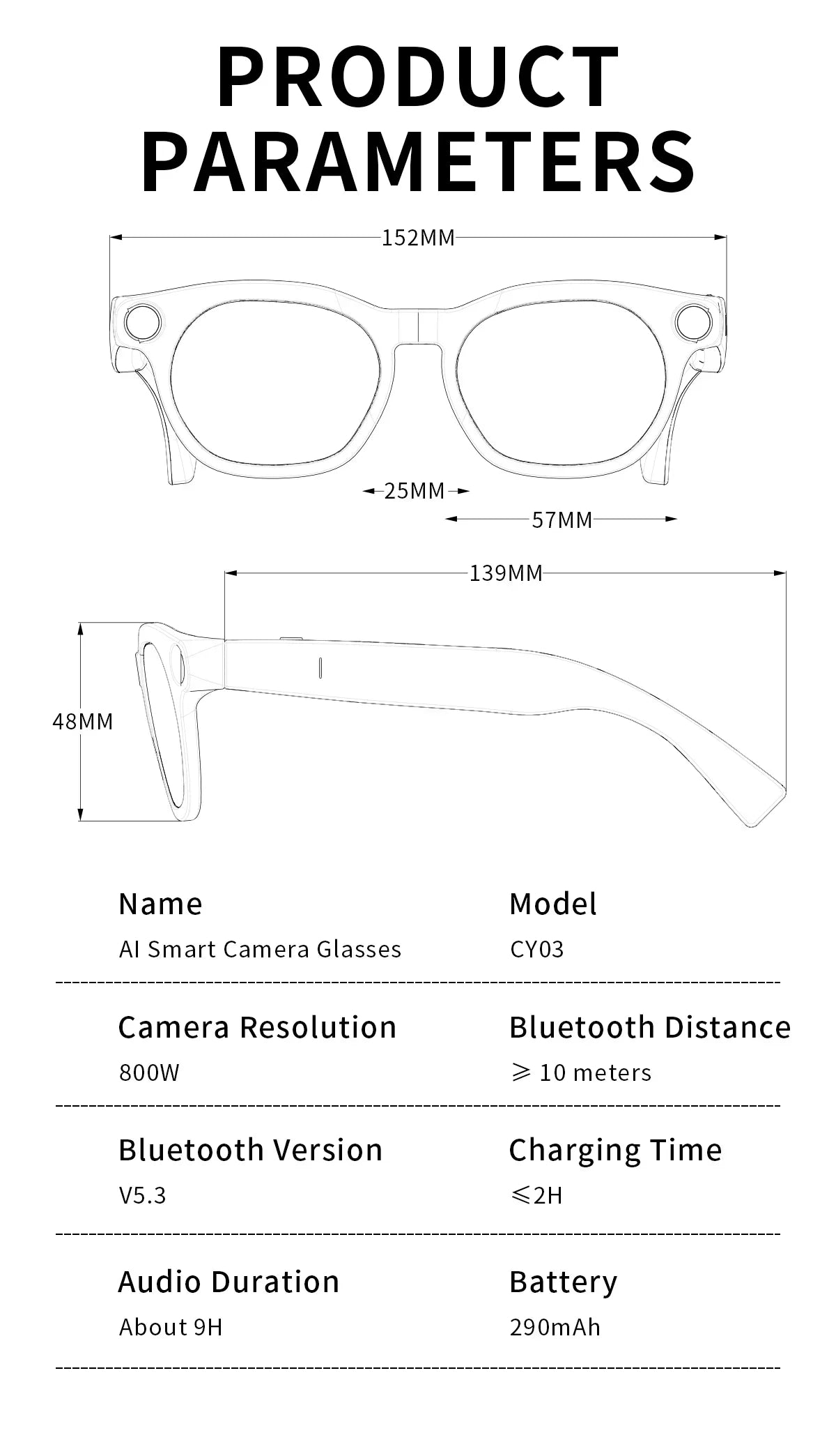 2026 Smart Glasses 8 Megapixel HD Supports Live Broadcast Shooting And Recording Audio And Video Call Translation Smart Glasses