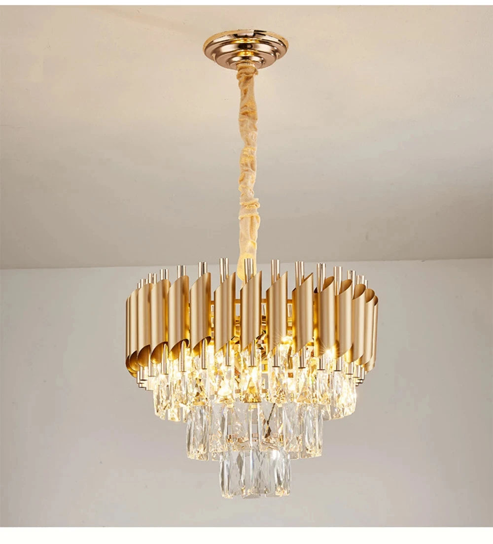 Villa Luxury Living Room Chandelier K9 Crystal Restaurant Pendant Lights Modern Ceiling Chandelier Dining Table Indoor Home Lamp