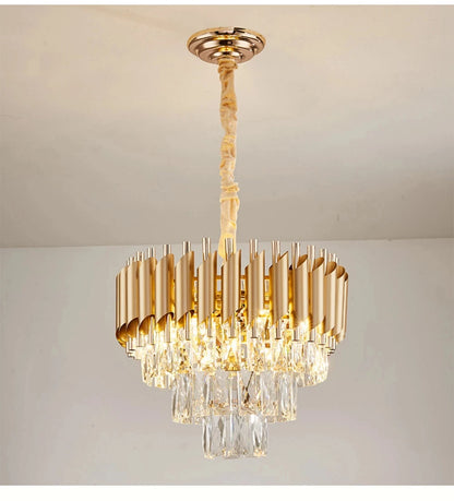 Villa Luxury Living Room Chandelier K9 Crystal Restaurant Pendant Lights Modern Ceiling Chandelier Dining Table Indoor Home Lamp