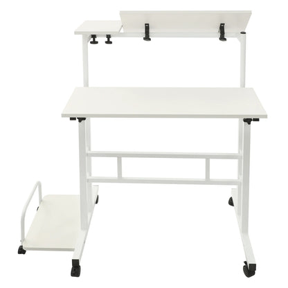 Mobile Computer Desk  with Tiltable Panels 6 Casters Adjustable Height Ergonomic Foldable Sit Stand Workstation for Home Office Dormitory Study Room