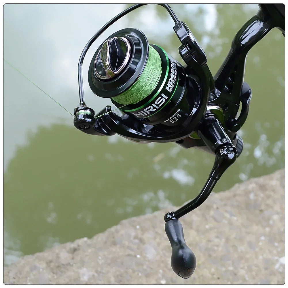 Hirisi Carp Fishing Spinning Reel 15-20KG Max Drag 5.2:1 Gear Ratio Metal Spool Waterproof Smooth Heavy Duty HD4000