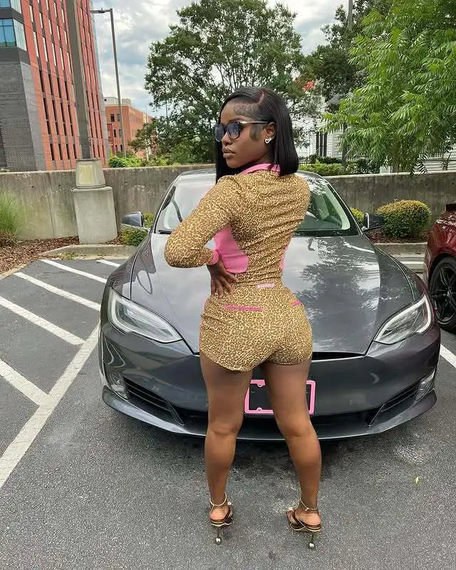 Leopard Print Night Club Shorts Outfit Set Sexy Women Skinny Two Pieces Sports Matching Set Casual Tracksuit Set