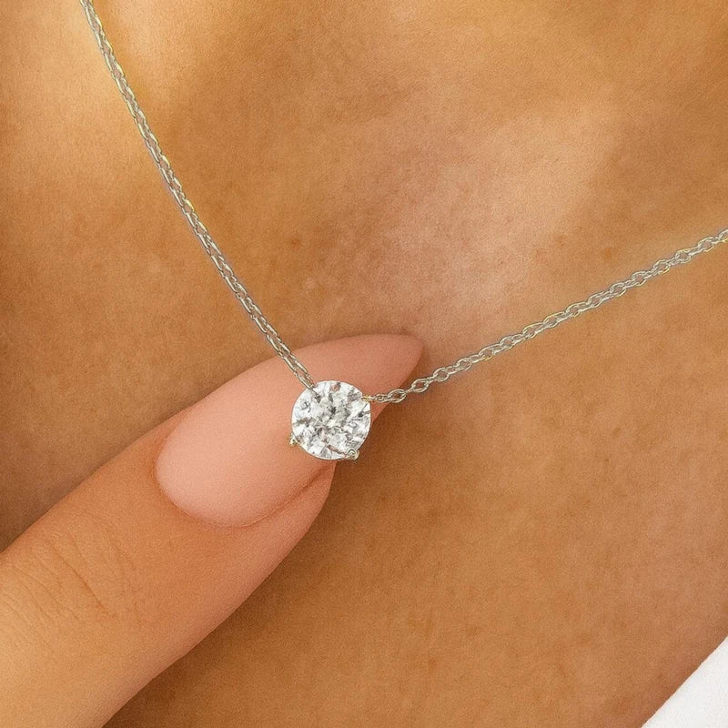 Rrjzz 0.5-5CT Moissanite Pendant Necklace for Women Solitaire D Color Round Cut Lab Imitation Diamond GRA Certified Necklaces