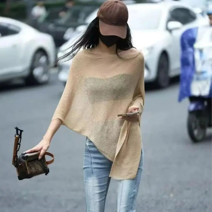 Trendy Loose Irregular Cape Shawl Thin Sun Protection Shawls Ice Silk Sunscreen Scarf