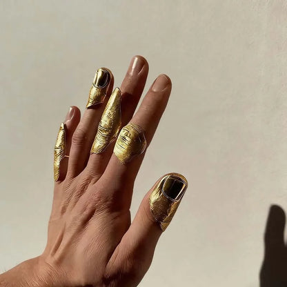 Fashion Metal Irregular Texture Finger Rings for Men Women Punk Hip Hop Gold Silver Color Geometric Knuckle Ring Jewelry Gifts