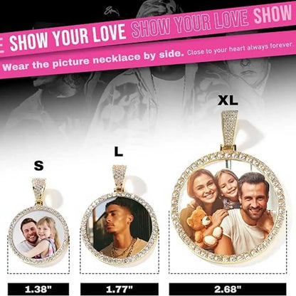 ESKEEM Custom Picture Moissanite Pendant Necklace 18k Gold Plated Personalized Brass Circle Chain Photo Pendant for Men Women