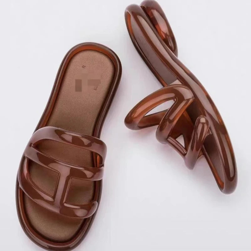 Summer Women's Slippers Adult Girls Wide Width Thick Bottom 2.8cm Heels Ladies Anti-slip Beach Shoe Jelly Beach Shoes