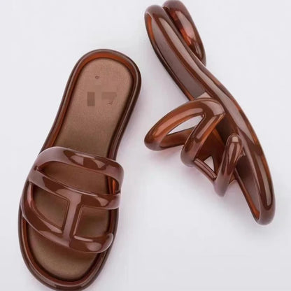 Summer Women's Slippers Adult Girls Wide Width Thick Bottom 2.8cm Heels Ladies Anti-slip Beach Shoe Jelly Beach Shoes