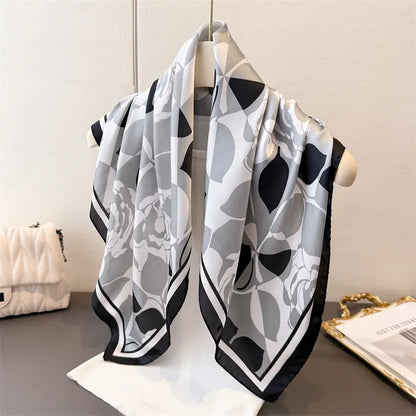 70*70cm Zebra Stripes Print Head Scarf for Women Silk Square Scarves Foulard Bandana Fashion Decorate Hijab Female Neckerchief