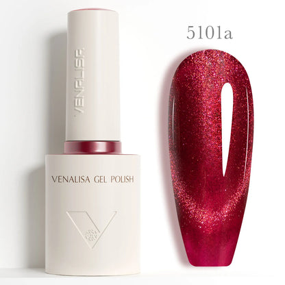 Venalisa 10ml HEMA TPO Free Red Cat Eye Gel Polish Soak Off UV LED Magnetic Nail Polish Diamond Top Long Wear Gel Varnish