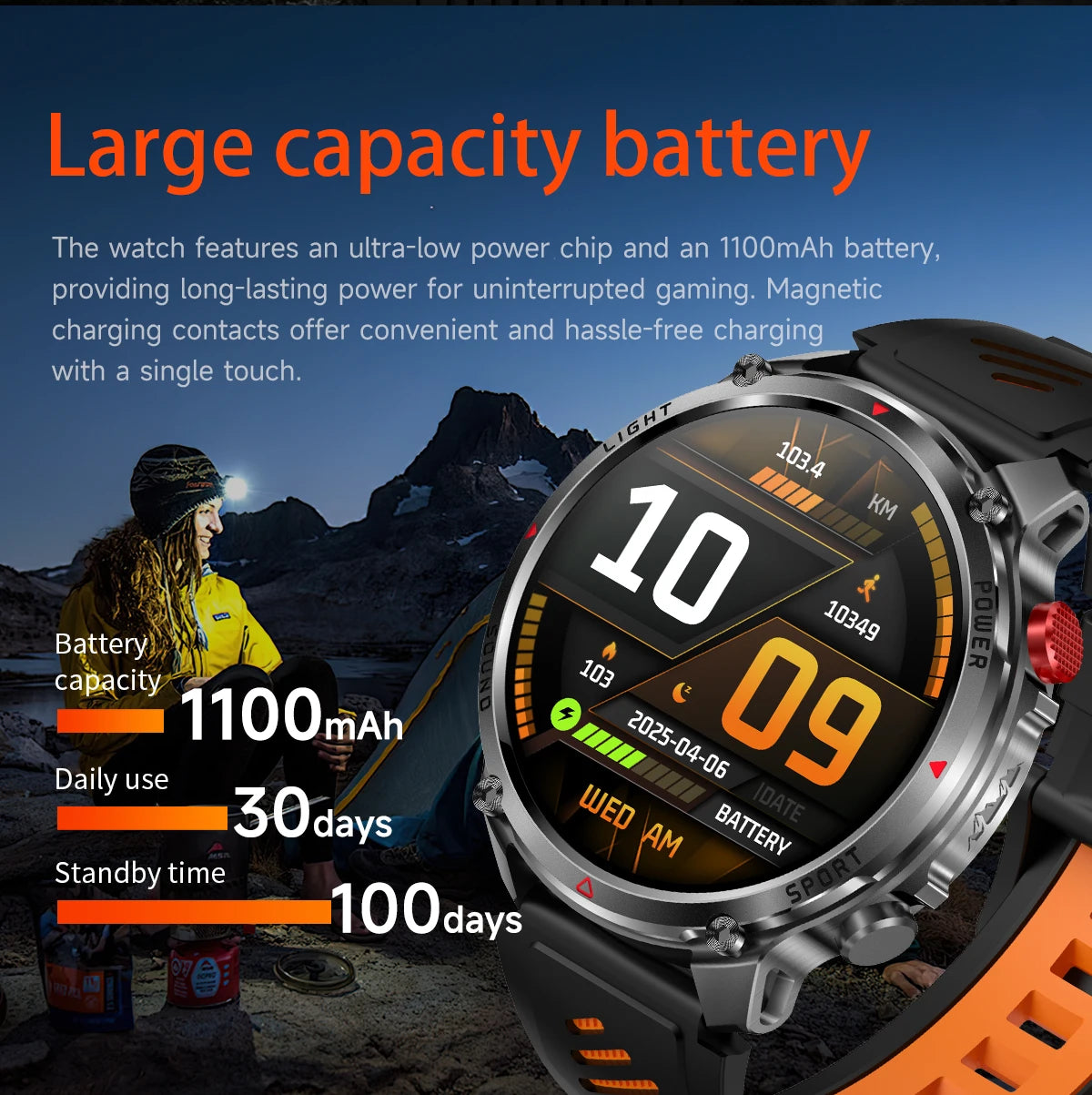 2026 T-Rex3 Ultra 1100mAh Battery Smart Watch GPS Track Compass IP69K Waterproof Sports tracker Outdoors Military Smartwatches