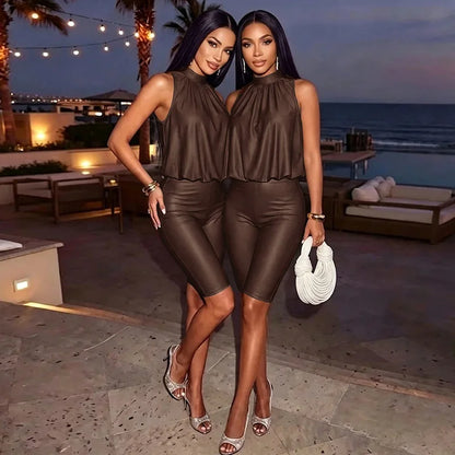 Sexy Halter Jumpsuits 2026 Summer Fashion Clothes Women One Piece Elegant Luxury Bodycon Club Party Playsuit Jumpsuits