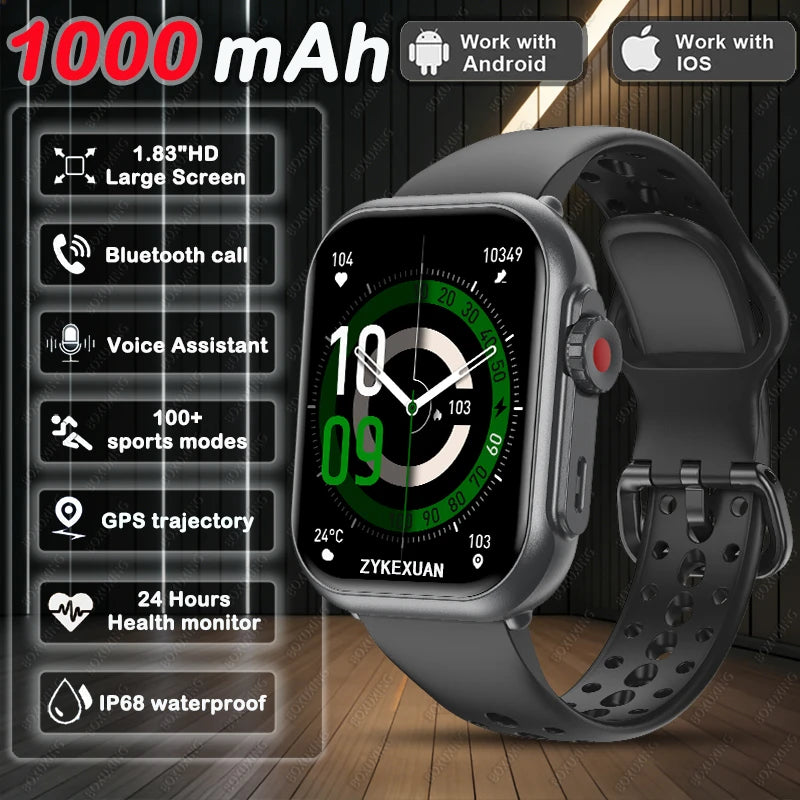 2026 New 1000 mAh Smart Watch Men Women 1.85“HD AMOLED GPS track Full Touch Screen IP68 Waterproof Bluetooth Call SmartWatch Man