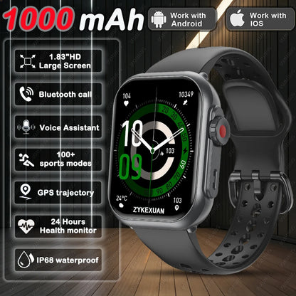 2026 New 1000 mAh Smart Watch Men Women 1.85“HD AMOLED GPS track Full Touch Screen IP68 Waterproof Bluetooth Call SmartWatch Man