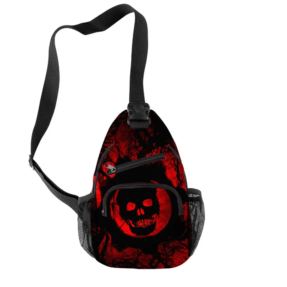 Fashion Youthful Halloween Skeleton Boys/Girls 3D Printed Chest Bags Oxford Waterproof Sports Crossbody Travel Bag Shoulder Bags