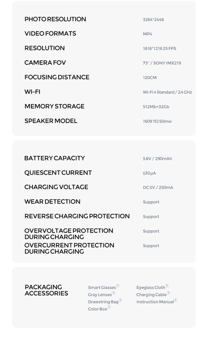 2026 New Smart AI Glasses  800W Pixels 4K HD camera  for ChatGPT Bluetooth Call Voice Assistant Smart Glasses