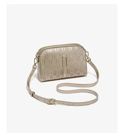 FOXER Elegant Women's Shoulder Bag Split Leather Lady Crossbody Bag Fashion Monogram Print Large Capacity Purse